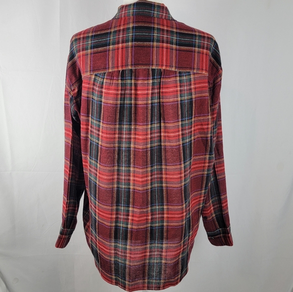 Madewell Red Wool Plaid Button Up Small - Picture 4 of 6